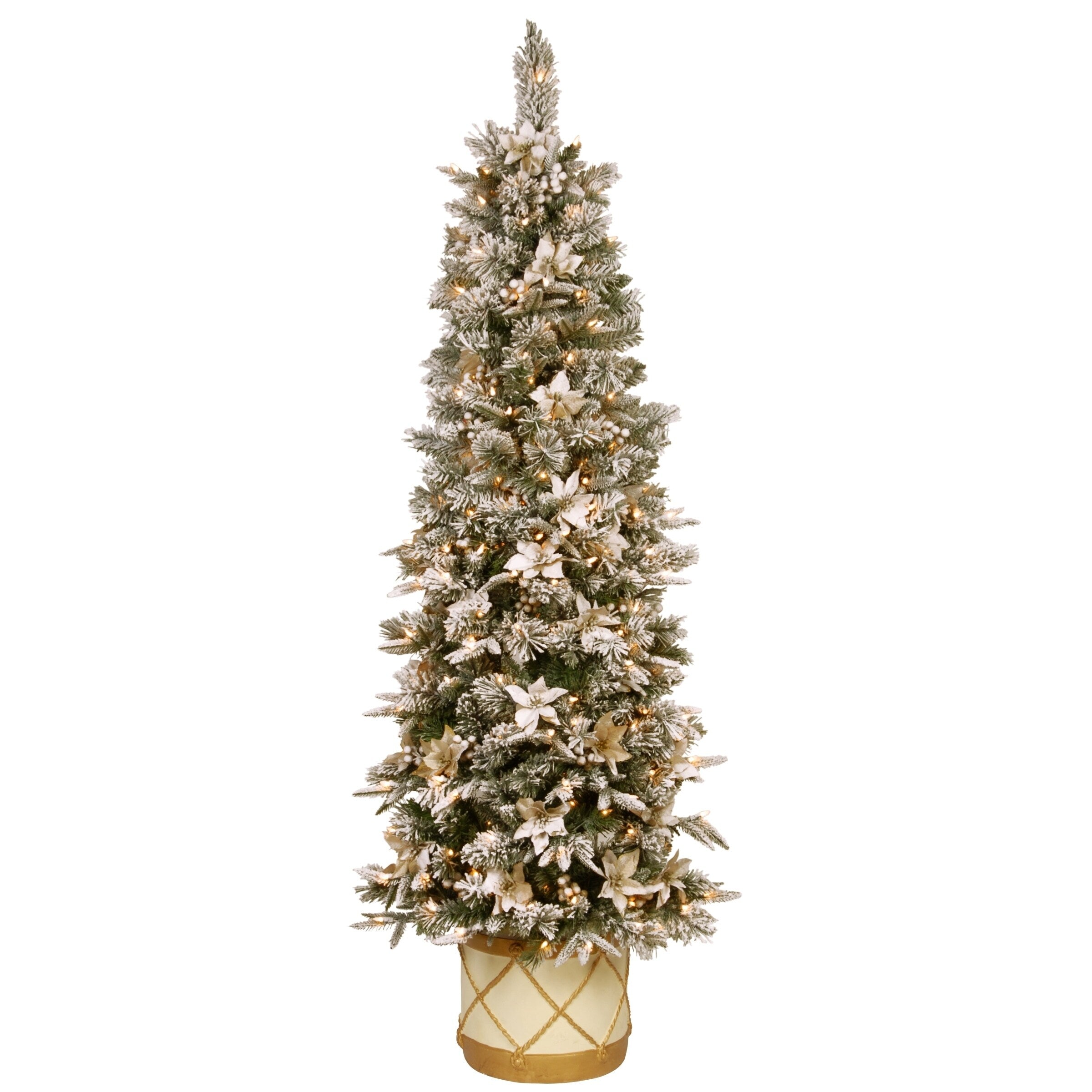 6 Ft. Frosted Colonial Slim Half Tree With Clear Lights