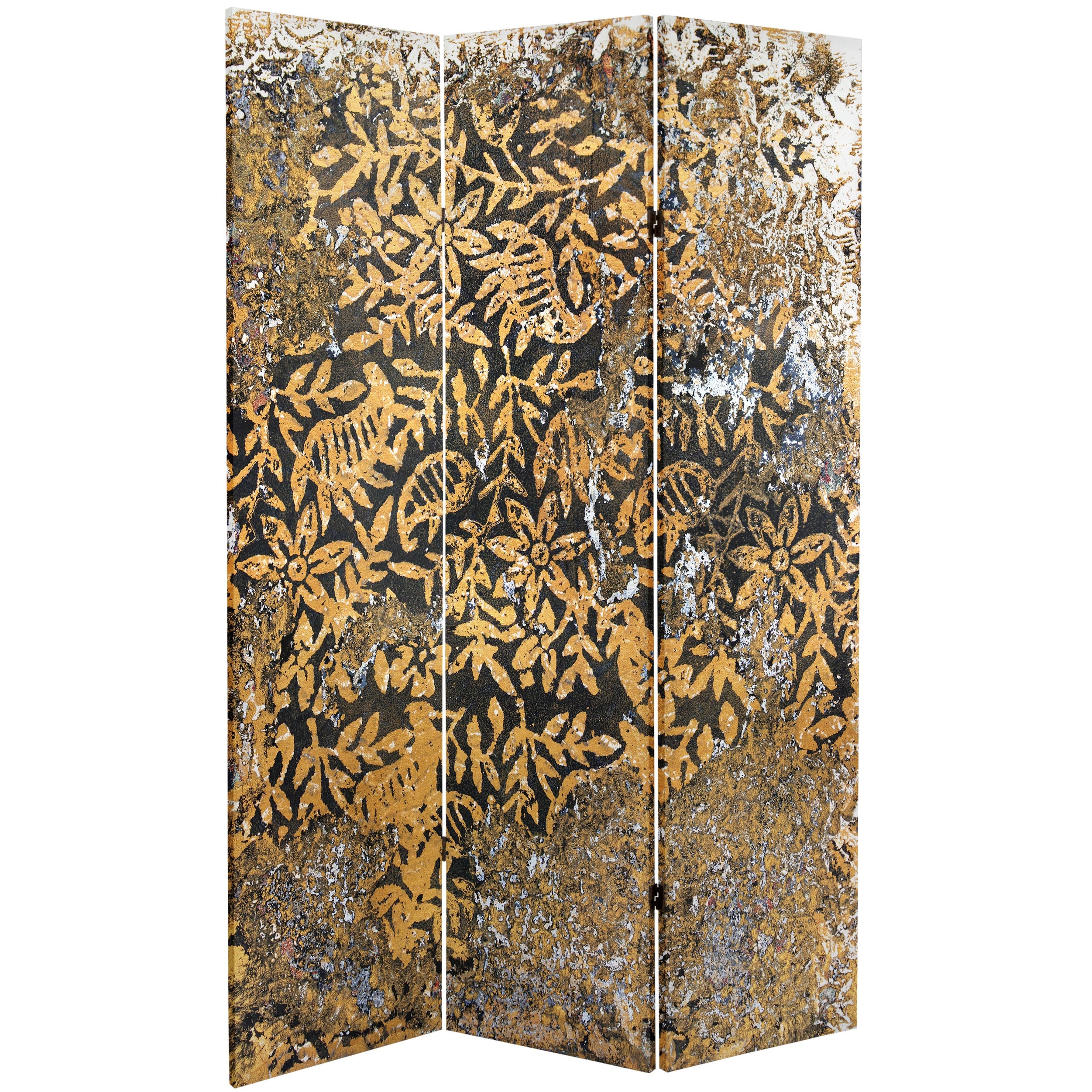 6 Ft. Tall Flowering Gold Canvas Room Divider