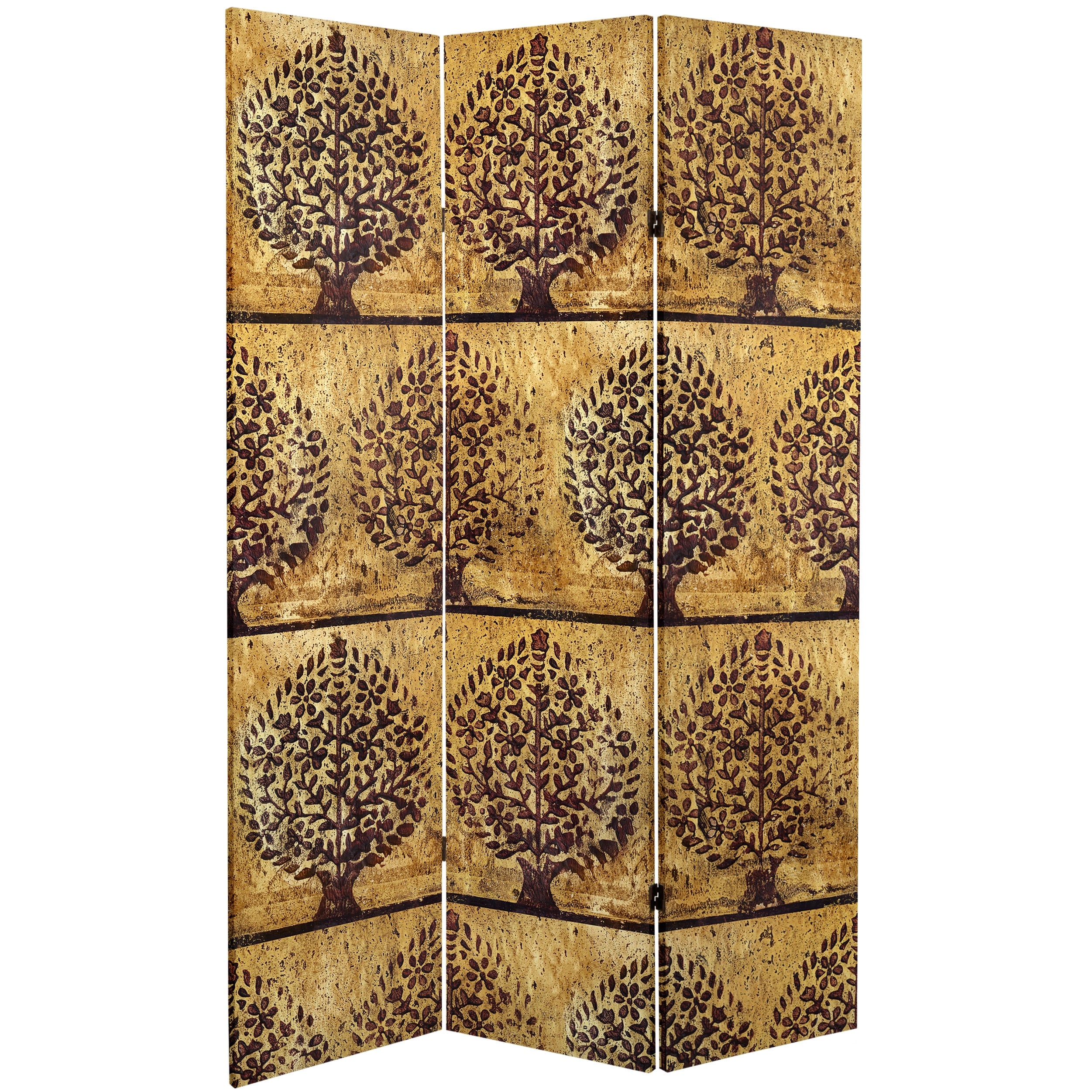 6 Ft. Tall Gold Leaf Orchard Canvas Room Divider
