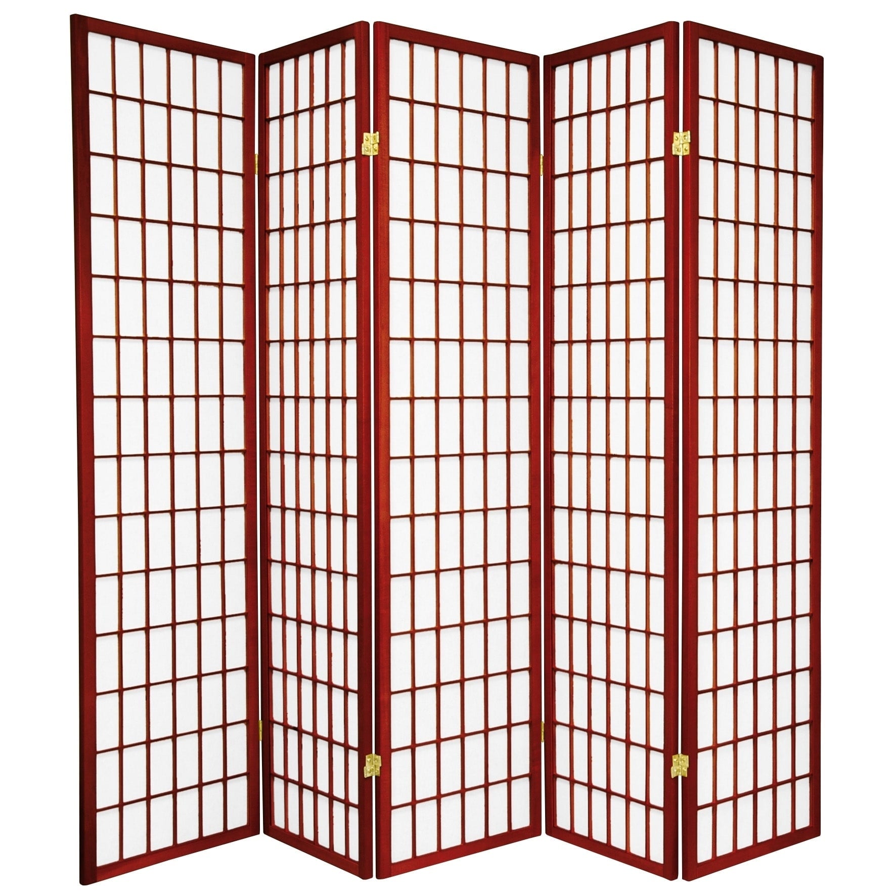 6 Ft. Tall Window Pane Shoji Screen Rosewood 5 Panels