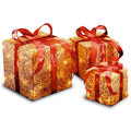 6 Inch 8 Inch And 10 Inch Assorted Gold Sisal Gift Boxes With 20 20 And 35 Clear Indoor Outdoor Lights