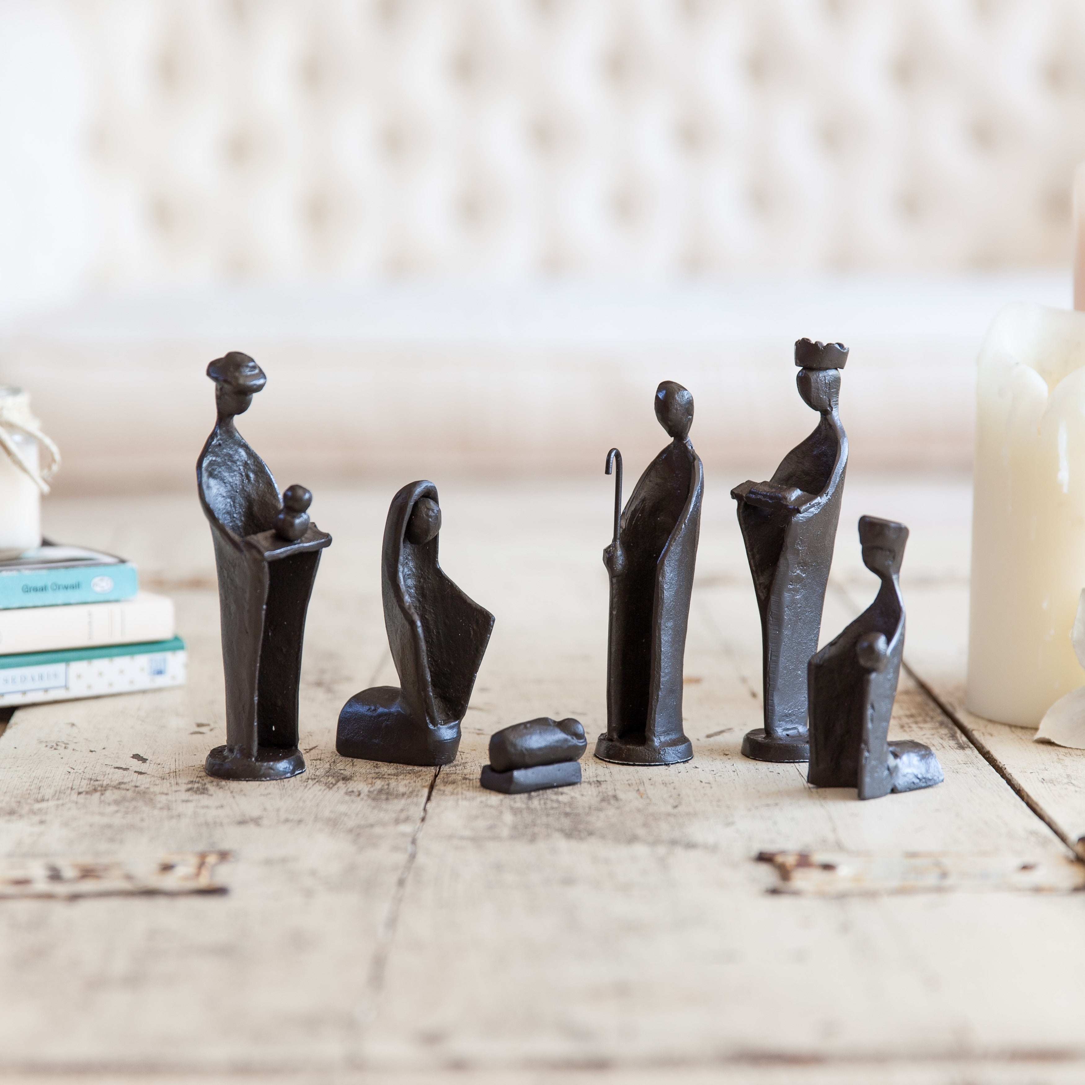 6 Pc. Iron Nativity Set Family Kings