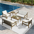 6 Piece Adirondack Teak Patio Armchairs Loveseat Seating Conversation Set