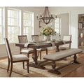 6 Pieces Farmhouse Dining Table For 6 74.8 Kitchen Table Set With 4 Chairs And Bench Solid Wood Legs And Cushion Seat