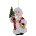 5.5 Old World Santa With Christmas Tree Decorative Glass Ornament Red