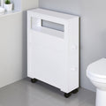 6.25 X 20.5 X 28.25 Wood Rolling Narrow Bathroom Side Storage Cabinet