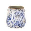 6.5 In Floral Tuscan Ceramic Blue Scroll Planter