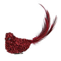 6.5 Red Sequined Bird With Feather Tail Christmas Ornament With Clip N A