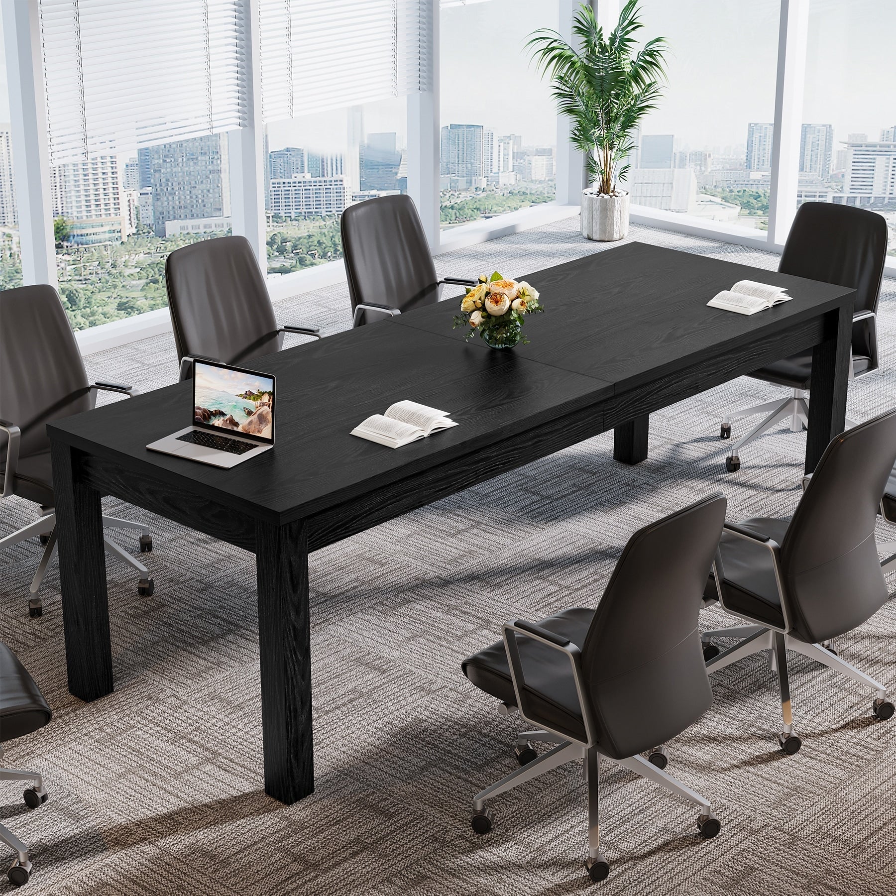 6.5 Ft Solid Wood Conference Table 78.7 Rectangular Meeting Table