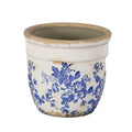 6.5 In Floral Tuscan Ceramic Blue Scroll Planter