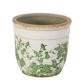 6.5 In Floral Tuscan Ceramic Green Scroll Planter