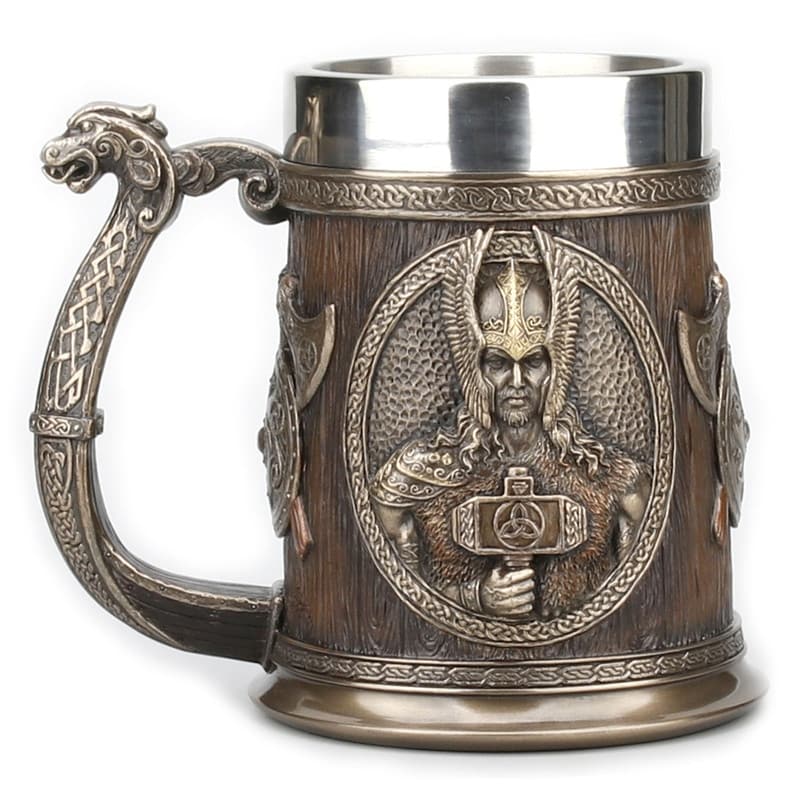 6.5 In L Viking Norse Gods Long Boat Beer Stein Poly Resin