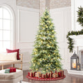 6.5Ft Pre Lit Green Pe Branches Artificial Spruce Christmas Tree With Stand 78 H X 44.4 Diameter