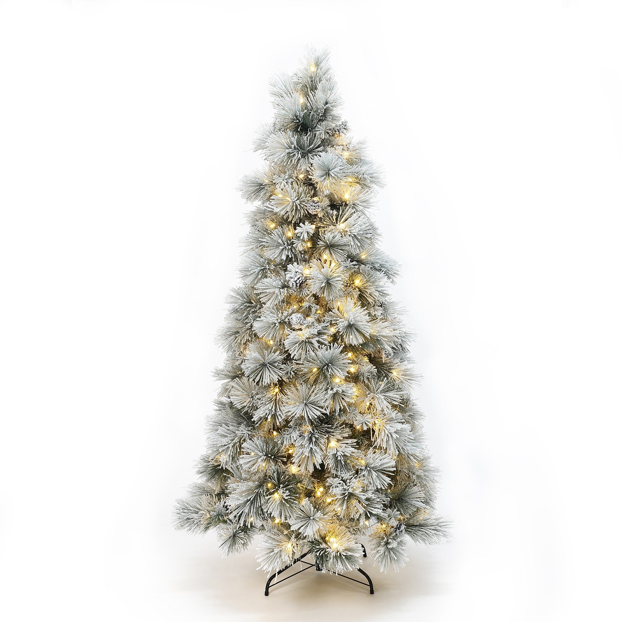 6.5Ft Pre Lit Snowy Branches Artificial Christmas Tree With Metal Stand 78 H X 40.8 Diameter