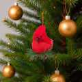 6.25 Red Burlap And Plaid Cardinal On Pine Sprig Christmas Ornament