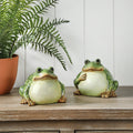 6.5 Terracotta Sitting Bull Frog Set Of 2