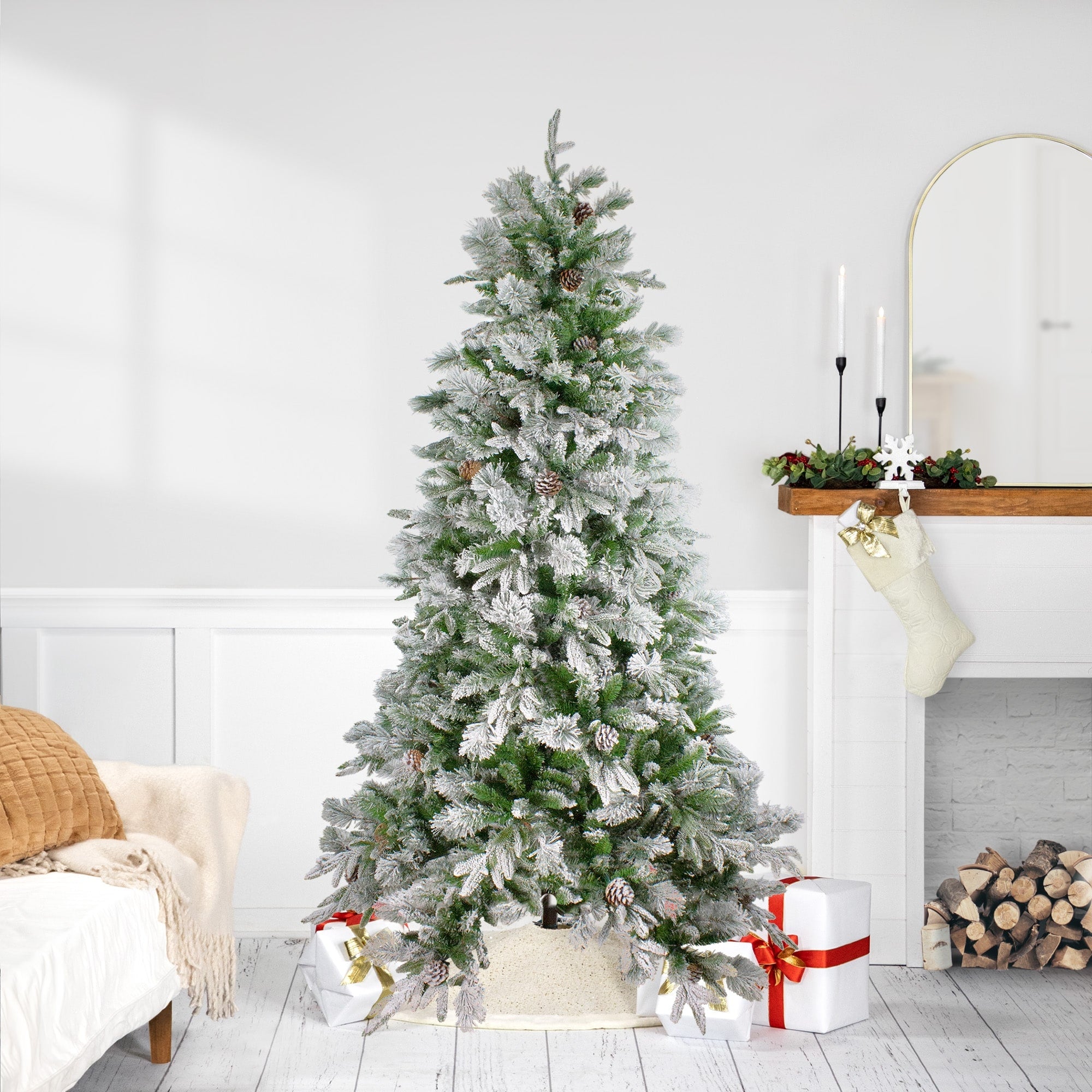 6.5 Flocked Mixed Colorado Pine Artificial Christmas Tree Unlit