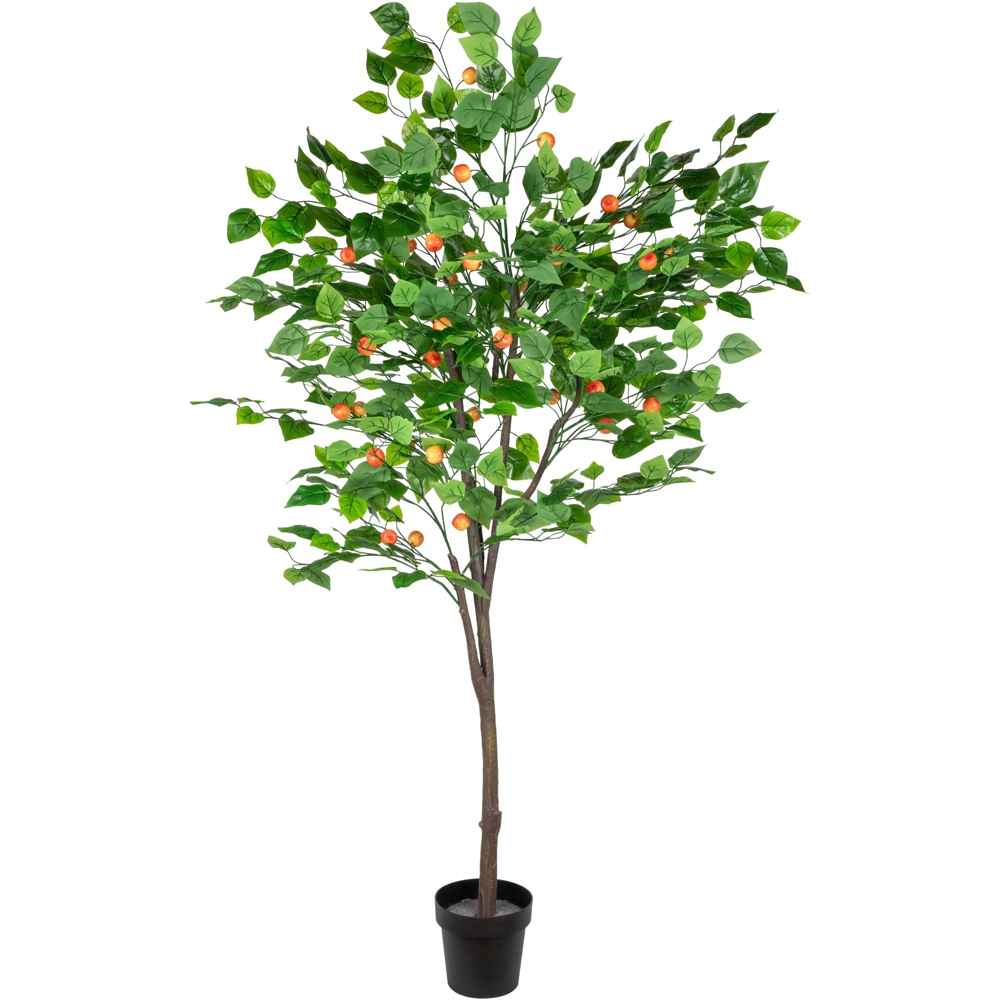 6.5 Potted Red Artificial Apple Tree With Two Tone Green Leaves