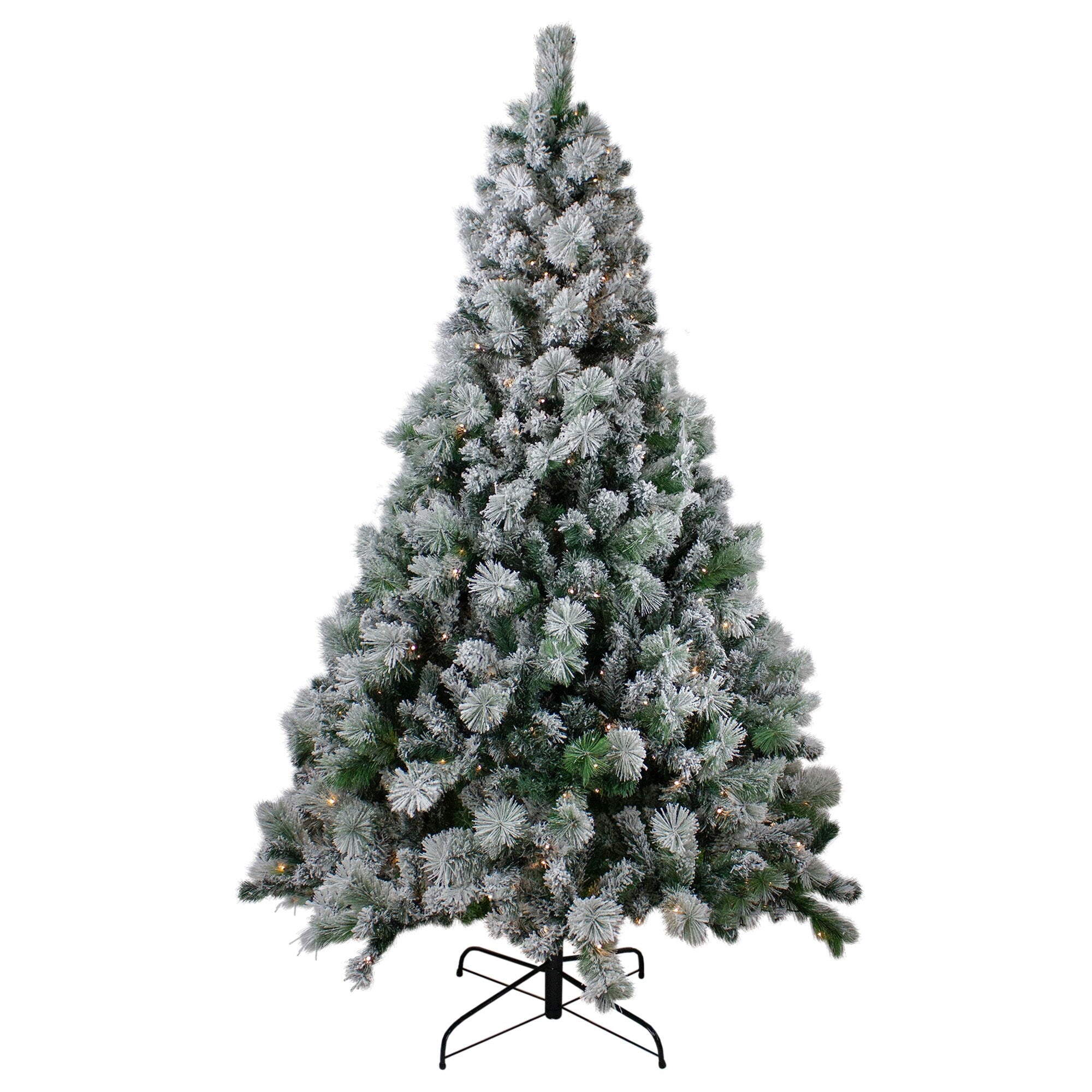 6.5 Pre Lit Flocked Somerset Spruce Artificial Christmas Tree Clear Lights 6.5 Foot