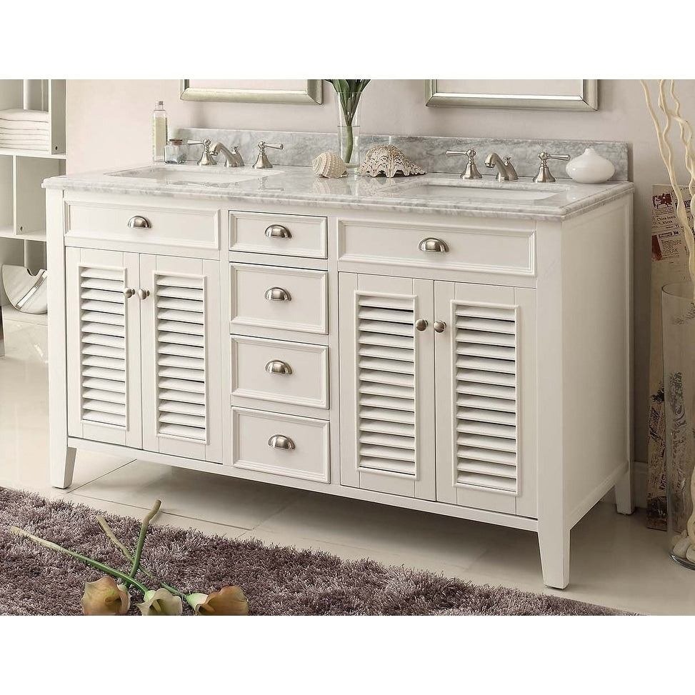 60 Benton Collection Kalani Double Sink White Bathroom Vanity