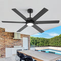 60 Inch Modern Matte Black Ceiling Fan With Lights Remote Quiet Dc Motor Dimmable 3Cct Led Reversible 6 Blade Fan