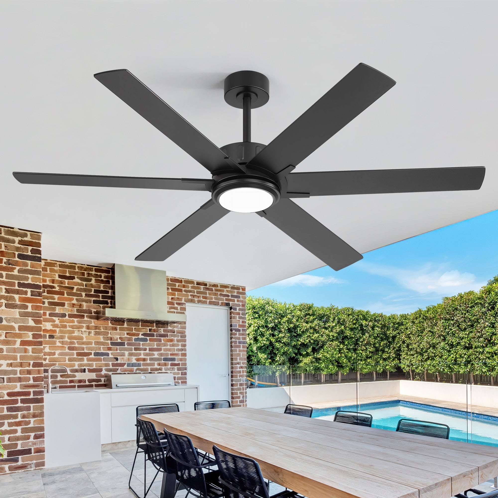 60 Inch Modern Matte Black Ceiling Fan With Lights Remote Quiet Dc Motor Dimmable 3Cct Led Reversible 6 Blade Fan
