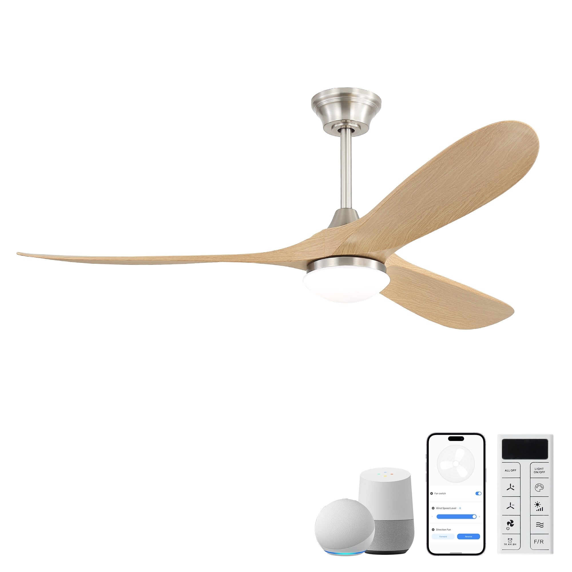 60 Inch Smart Ceiling Fan With Light Dimmable Led With Memory Quiet Reversible Dc Motor Timing 1H 4H 8H