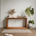 60 Inch Solid Wood Veneer Console Table Rectangular Wide Sofa Table With Storage For Entryway Behind Couch Living Room