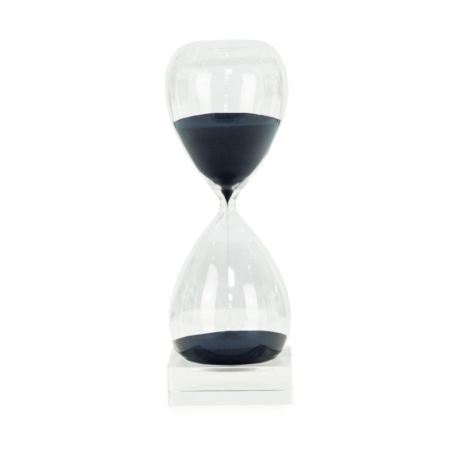 Clear Glass Navy Sand Crystal Base 60 Minute Hourglass Timer