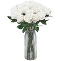 60 Pcs White Roses Artificial Flowers Realistic Bouquet 3.9
