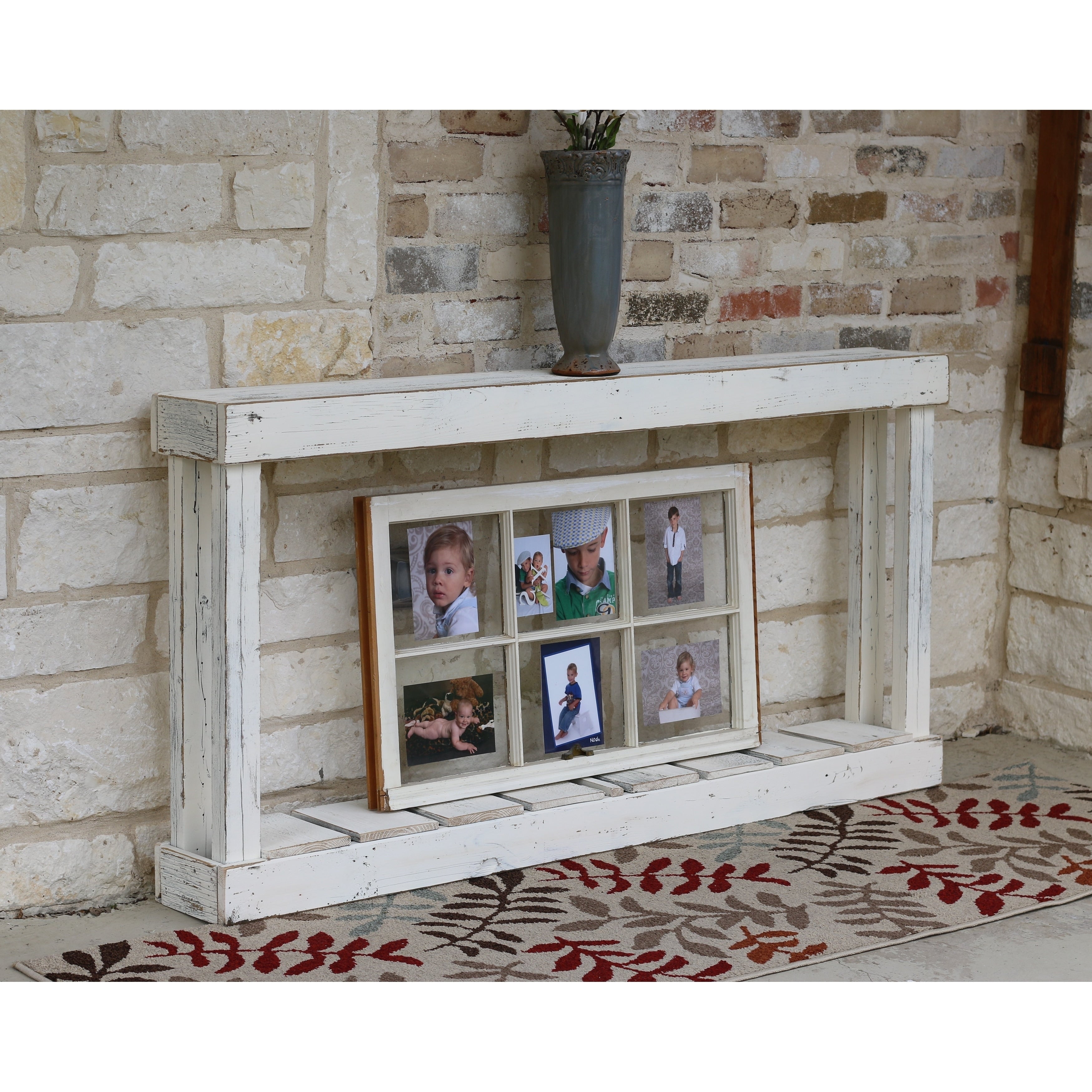 Distressed Naturally Weathered Reclaimed Wood 60 Inch Single Top Console Table