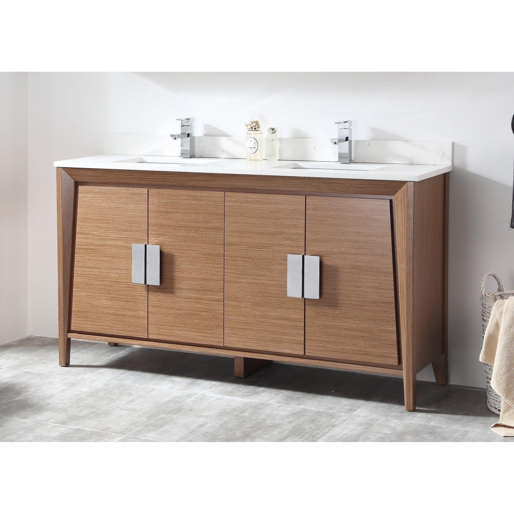 60 Tennant Brand Larvotto Light Wheat Double Sink Bathroom Vanity
