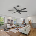 60 In Ceiling Fan With Light 6 Black Walnut Plywood Blades Dimmable Acrylic Shade Quiet Dc Motor