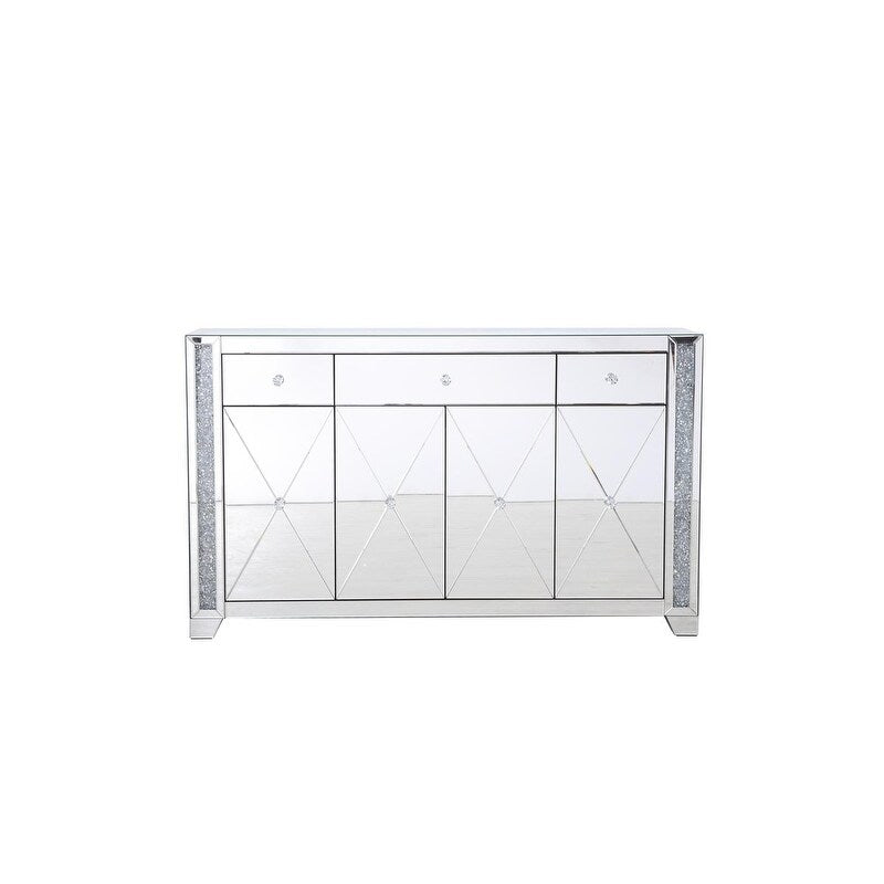 Indigo Home Silver Crystal Mirrored Credenza