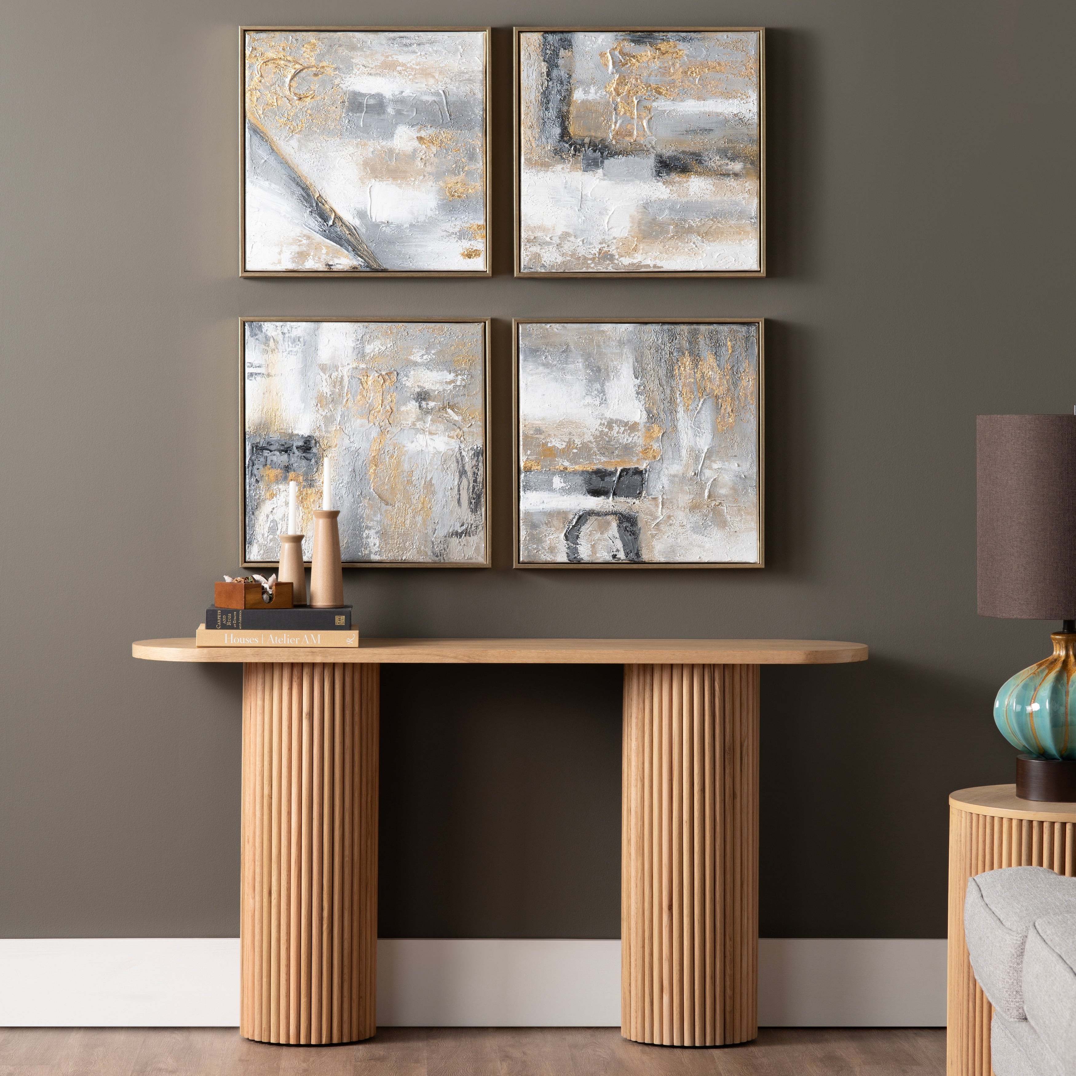 60 In. Brown Solid Wood Accent Console_Sofa Table