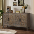 60 Inches Modern Farmhouse Accent Cabinet With 4 Doors And Adjustable Shelf