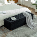 60.2 Chenille Upholstered Storage Bench With Flip Top Soft Close Hinges