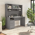 Porch Den Hale 60W Computer Desk With Hutch And Drawers In Espresso Oak