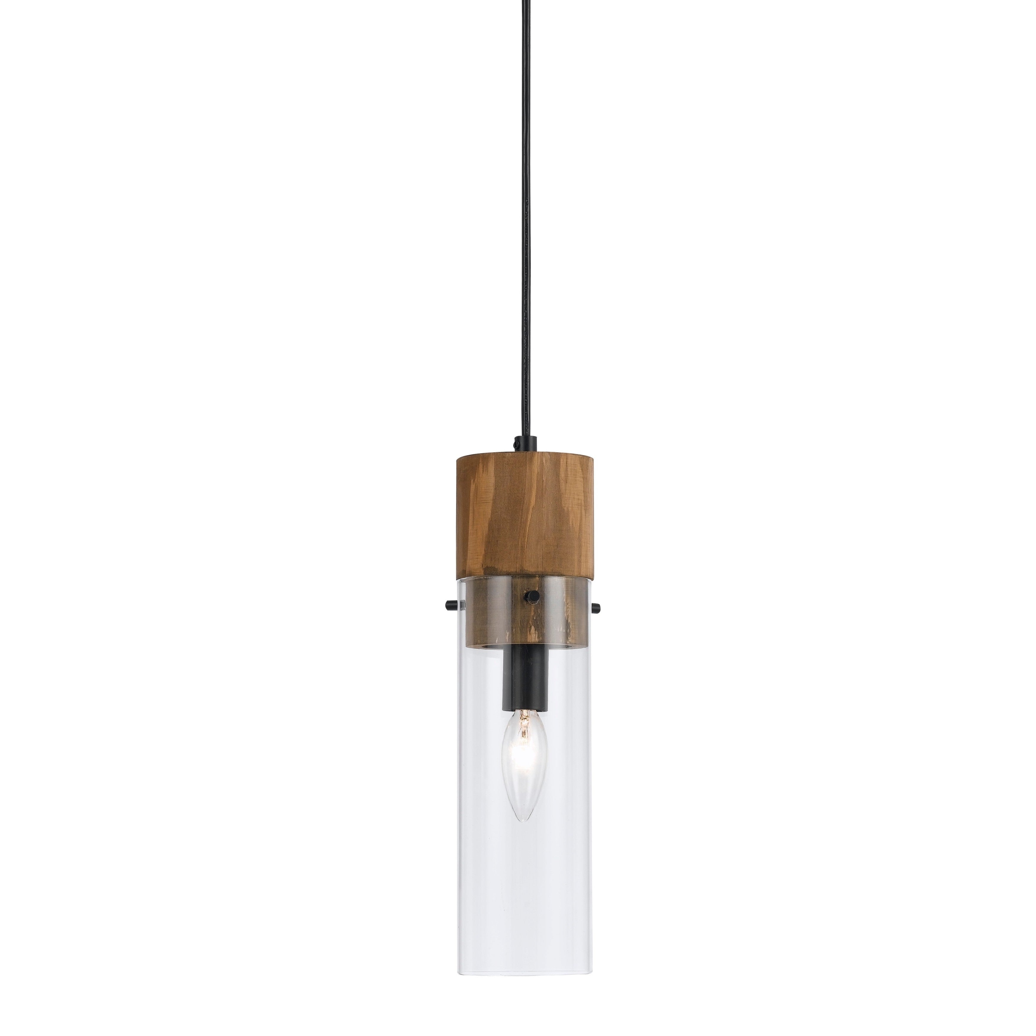 Spheroid White Brown Wood Glass Pendant Fixture