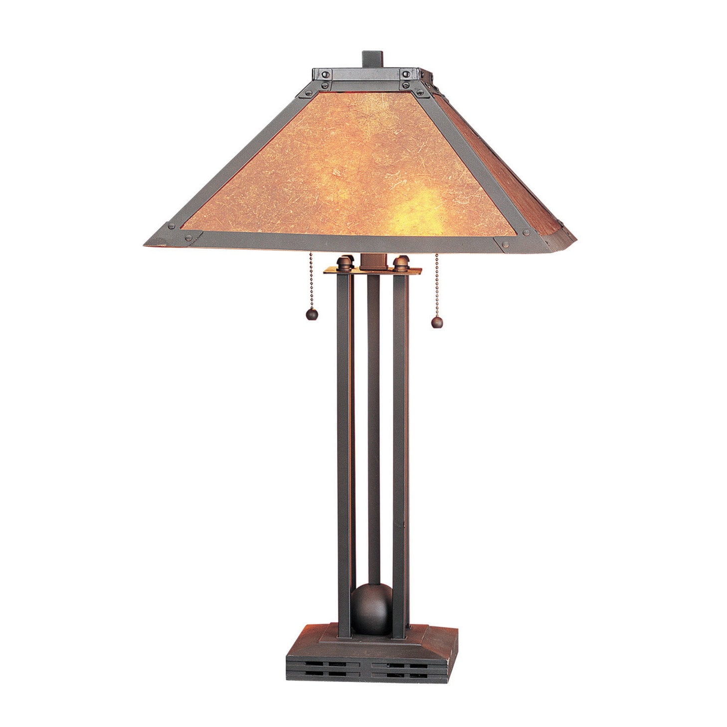 Black Metal Mission Style 2 Light Table Lamp