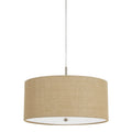 Addison Iron 60 Watt 3 Light Drum Pendant Light Fixture With Beige Burlap Shade