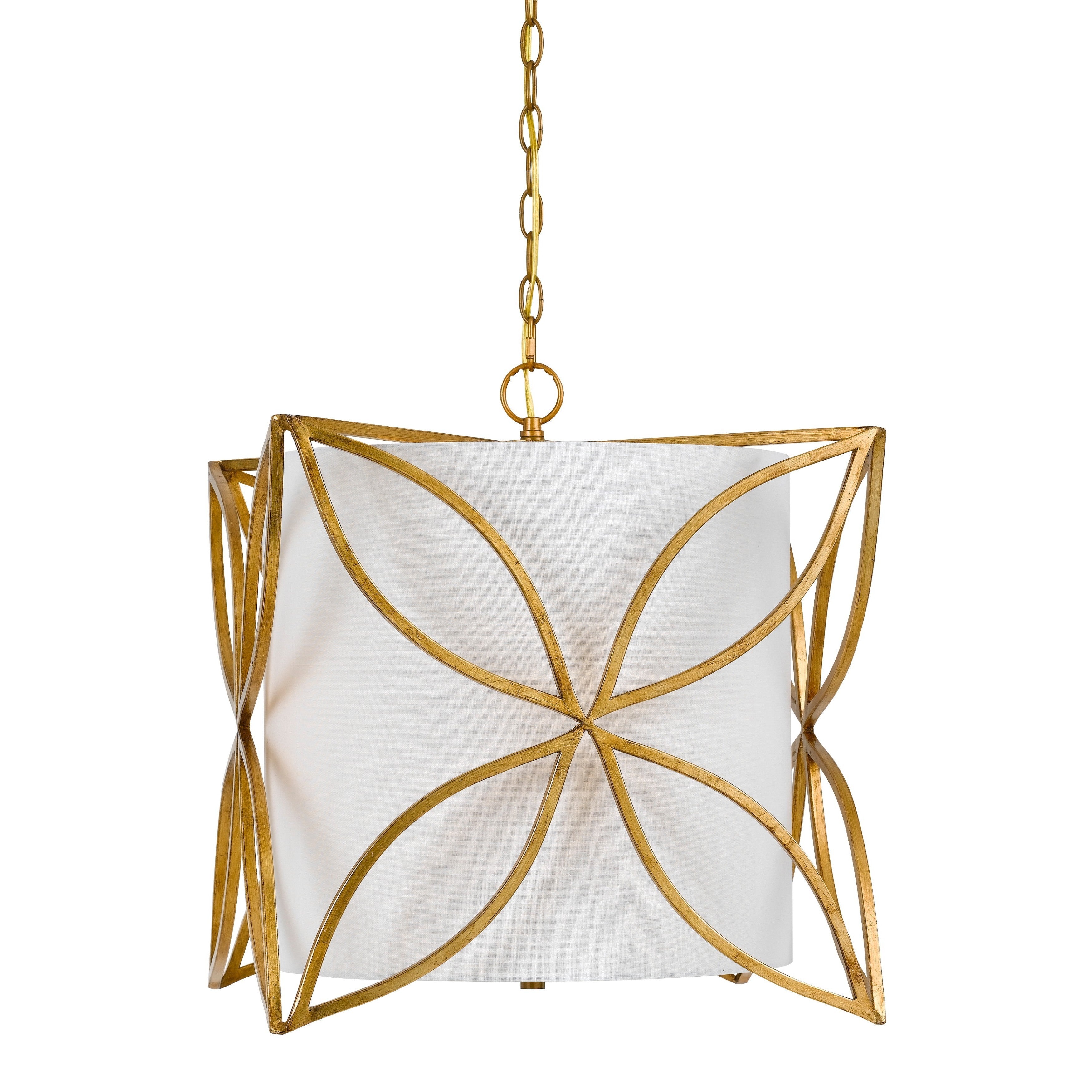 Belton Goldtone Finish Steel Glass Chandelier Gold