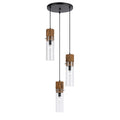 Spheroid Bronze Finish Wood And Glass 3 Light 60 Watt Pendant Light