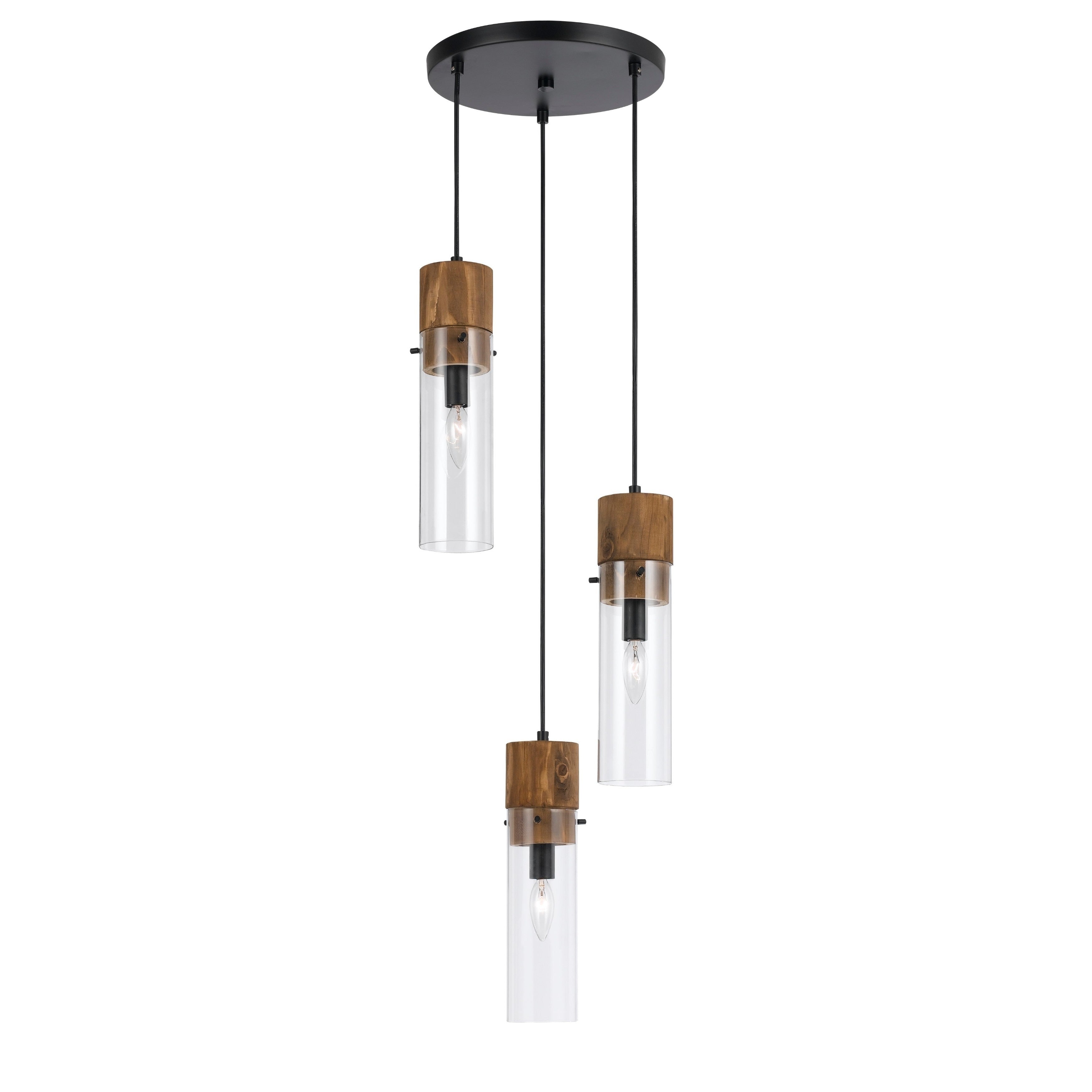 Spheroid Bronze Finish Wood And Glass 3 Light 60 Watt Pendant Light
