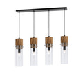 Spheroid Metal Wood Glass 4 Light Island Fixture