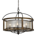 Mission Style Metal And Wood 5 Light Chandelier