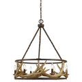 Oxidized Finished Steel 60 Watt 6 Light Antler Chandelier
