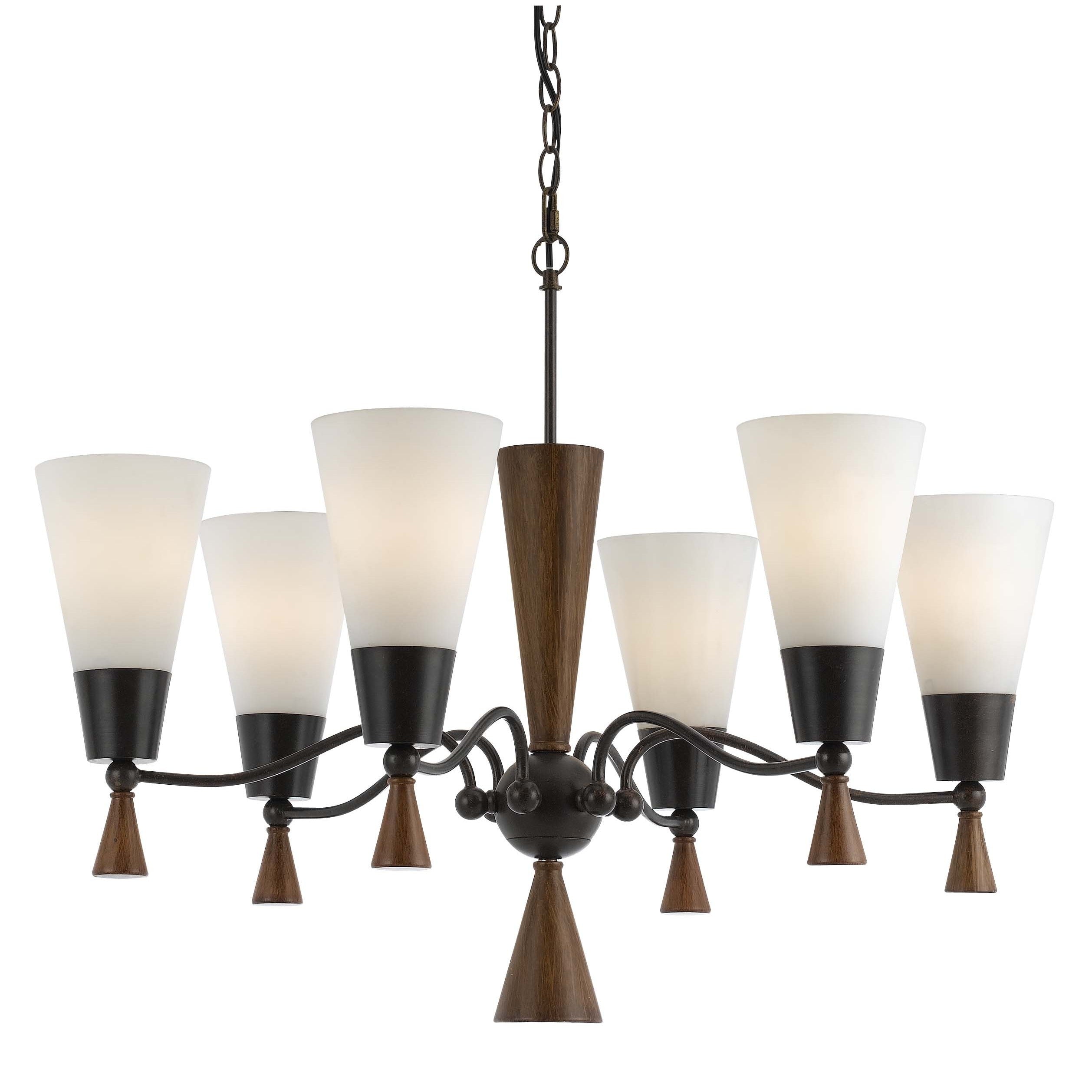 Verona Mahogany Wood And Glass 6 Light 60 Watt Chandelier