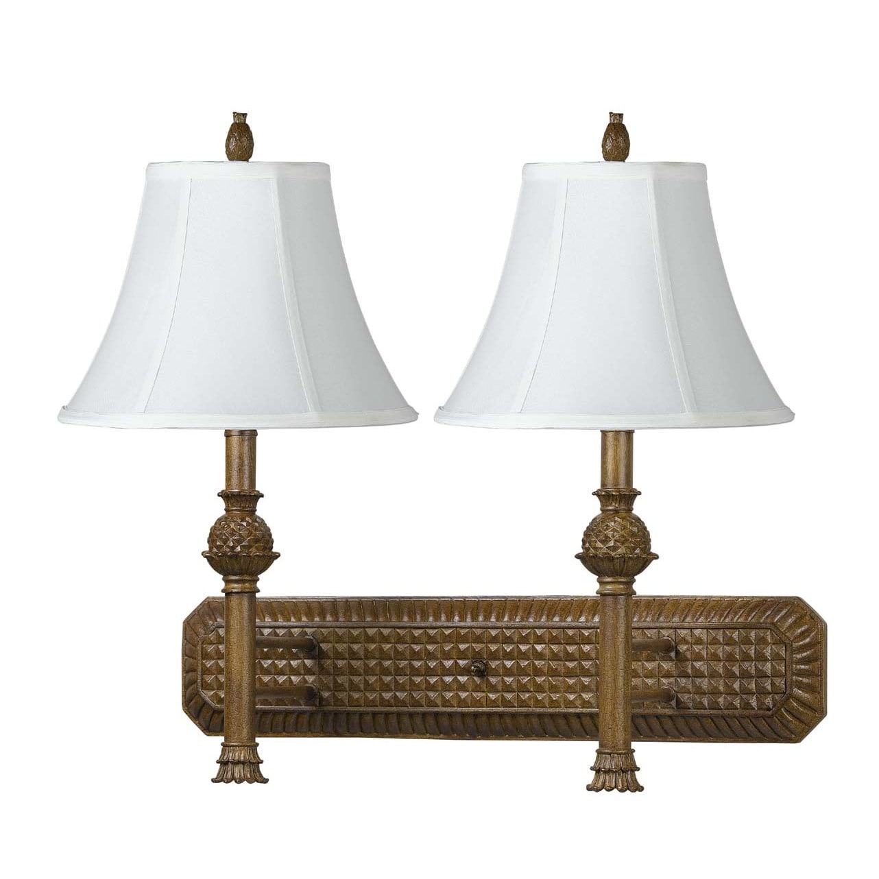 Brown Resin And Metal 60 Watt 2 Light Fixed Arm Wall Lamp