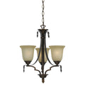 Dabois Bronze Iron And Glass 3 Light 60 Watt Chandelier